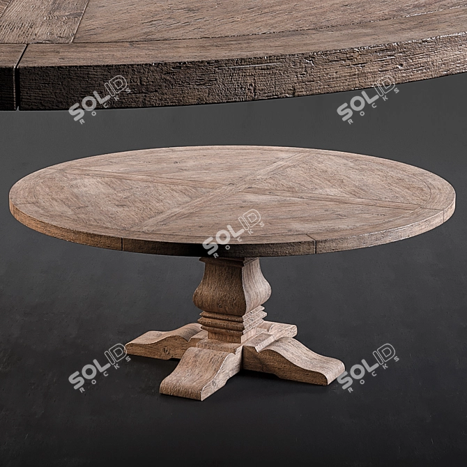 Rustic Salvaged Wood Dining Table 3D model image 1