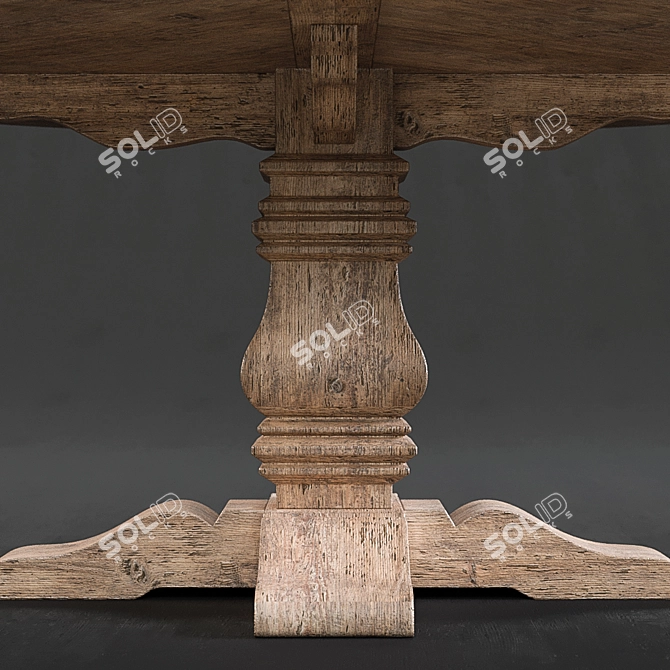 Rustic Salvaged Wood Dining Table 3D model image 2