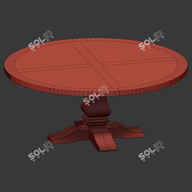 Rustic Salvaged Wood Dining Table 3D model image 3