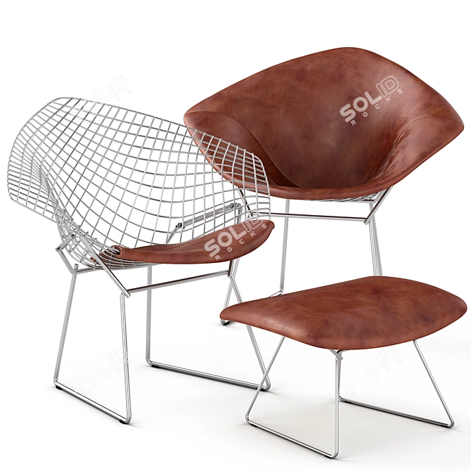 Elegant Bertoia Diamond Seat 3D model image 1