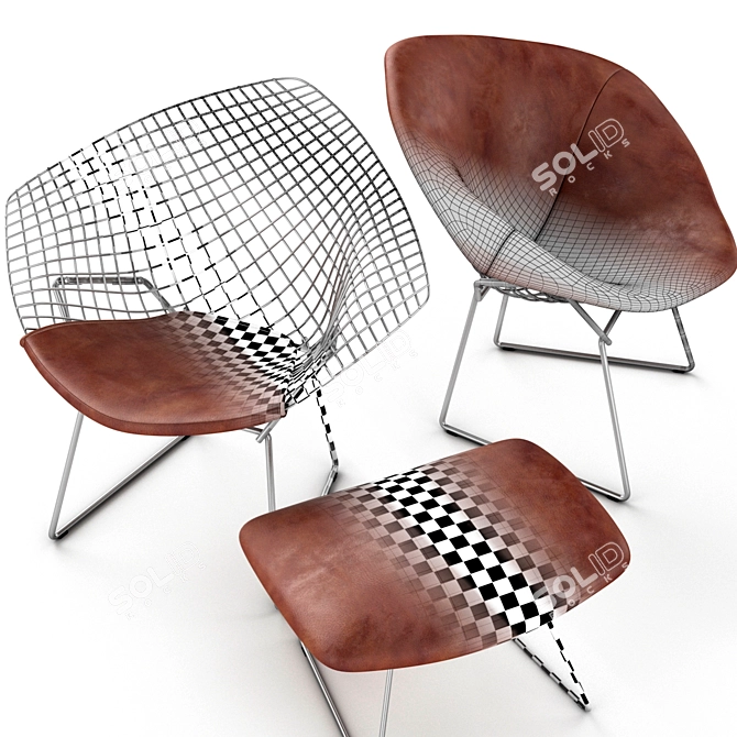 Elegant Bertoia Diamond Seat 3D model image 3