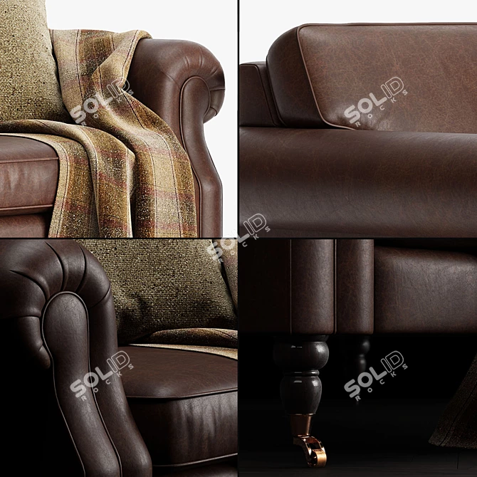 Elegant Leather Chair Set 3D model image 2