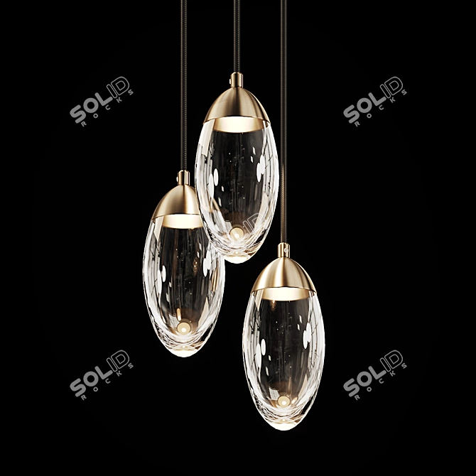 Brass Glass LED Pendant Light 3D model image 1