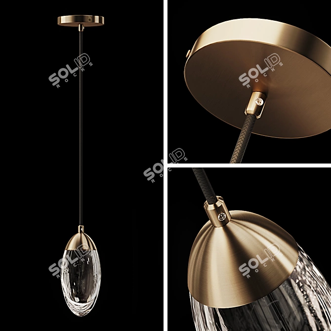Brass Glass LED Pendant Light 3D model image 2
