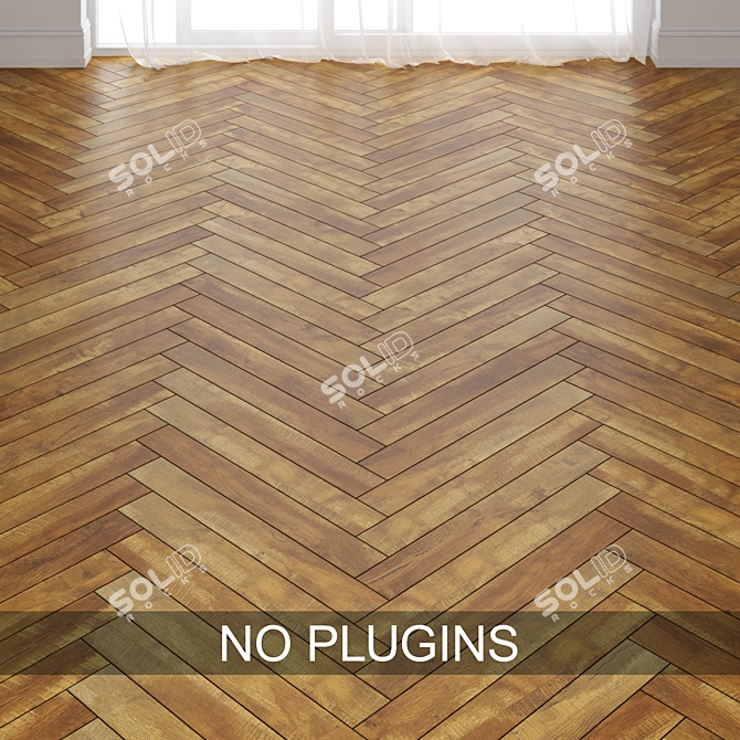 Antique Pine Parquet Tiles, 3 Layouts 3D model image 2