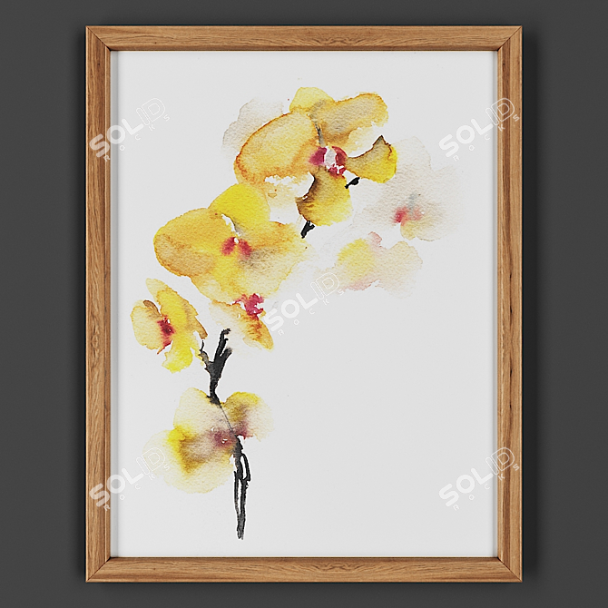 Wooden Framed Art Painting 3D model image 1