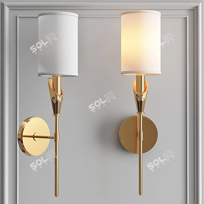 Modern Brass and White Wall Sconce 3D model image 1