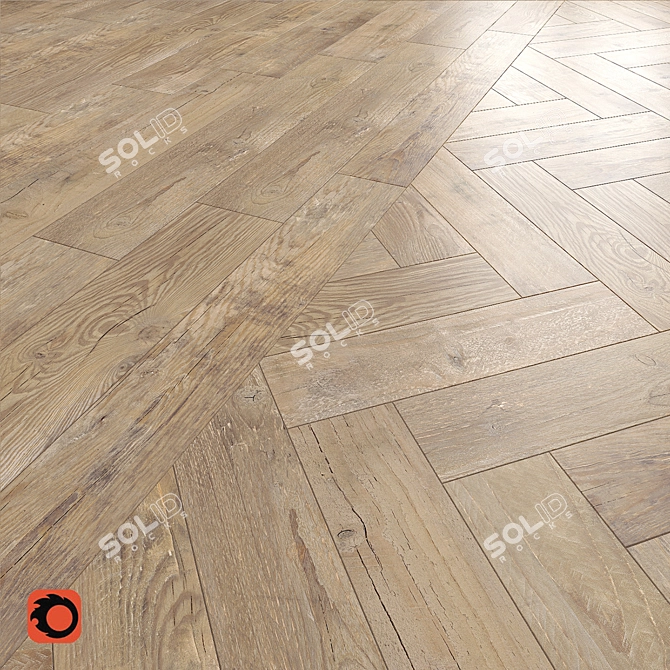 Golden Timber Beige Wood-Textured Floor Tile 3D model image 1