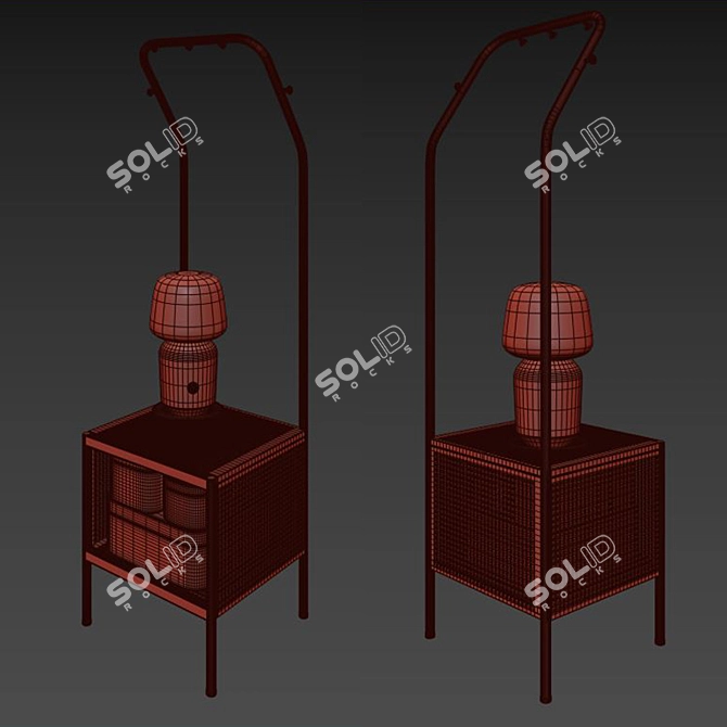 Stylish Red Clothes Rack 3D model image 3