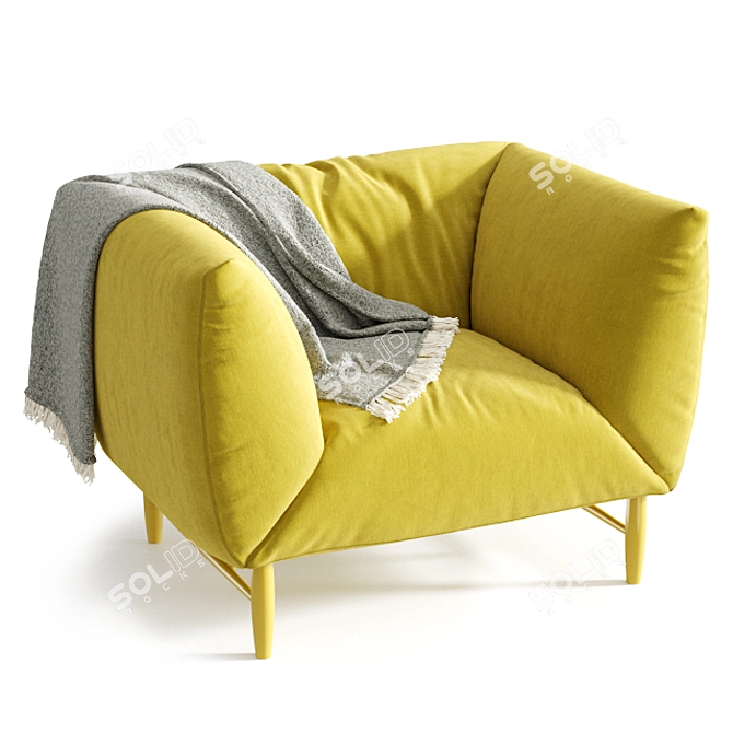 Modern Velvet Accent Chair 3D model image 1