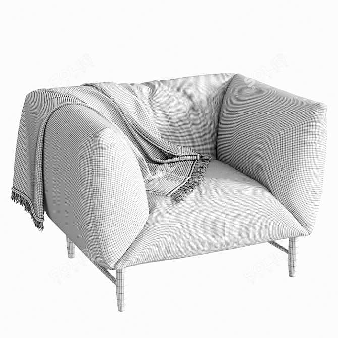 Modern Velvet Accent Chair 3D model image 3