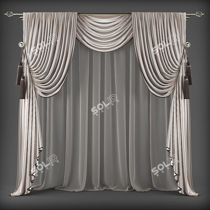 Versatile Polyester Curtains 3D model image 1