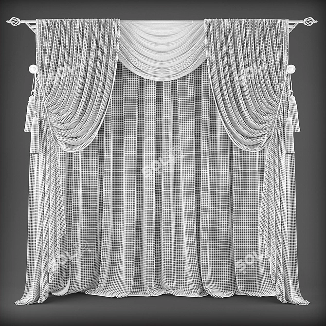 Versatile Polyester Curtains 3D model image 2