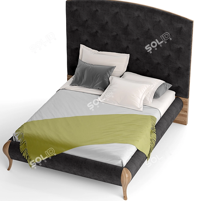 Elegant Barok bed with storage 3D model image 2