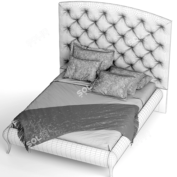 Elegant Barok bed with storage 3D model image 3