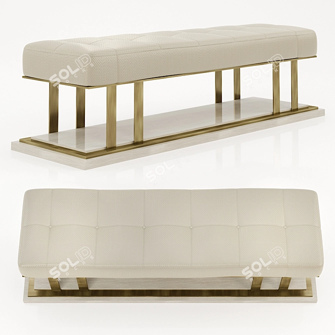 Elegant Alexandra Sofa Bench 3D model image 2