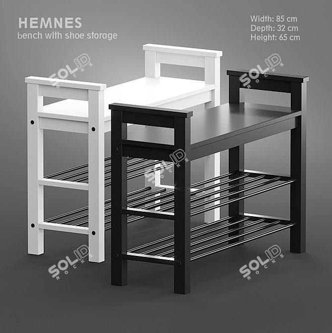 HEMNES Shoe Storage Bench - Stylish and Functional 3D model image 1