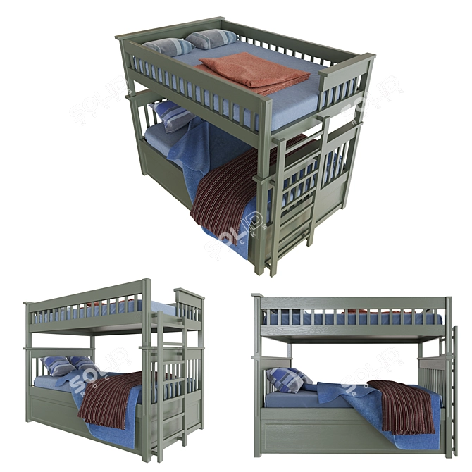 Custom Design Kids Bunk Bed 3D model image 1