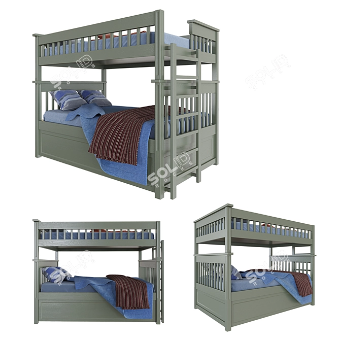 Custom Design Kids Bunk Bed 3D model image 2