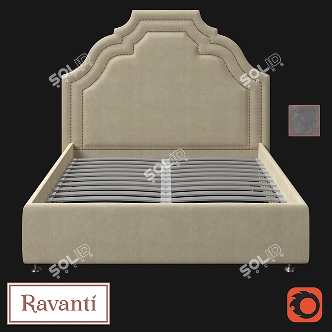 Ravanti Velvet Bed No. 3 3D model image 1