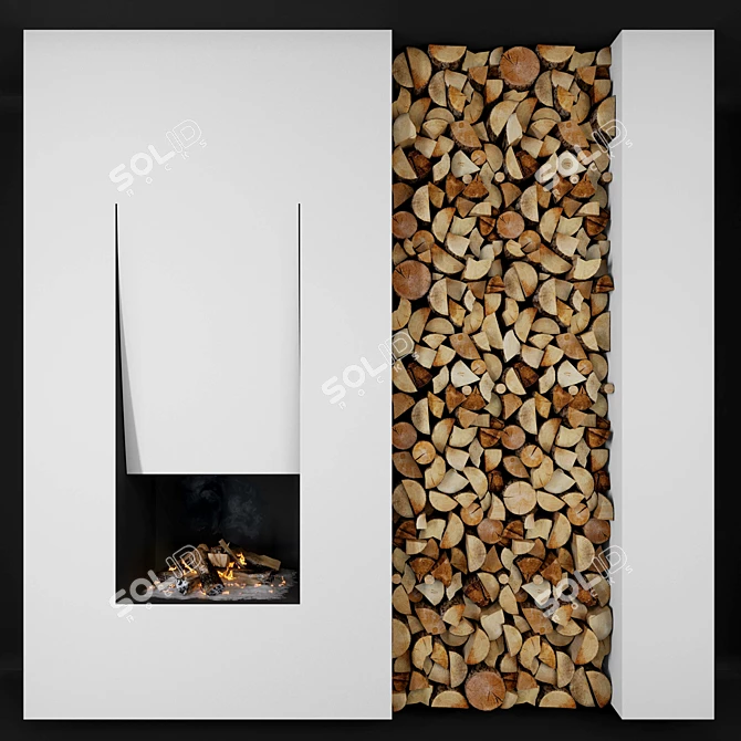 Fireplace & Firewood Set 3D model image 1