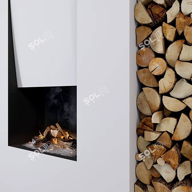 Fireplace & Firewood Set 3D model image 2