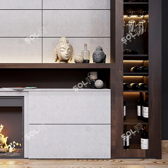 Fireplace with High-Quality Firewood 3D model image 2