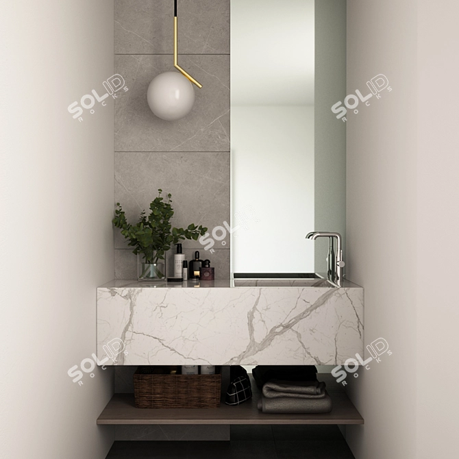 Sleek Bathroom Storage Solution 3D model image 2