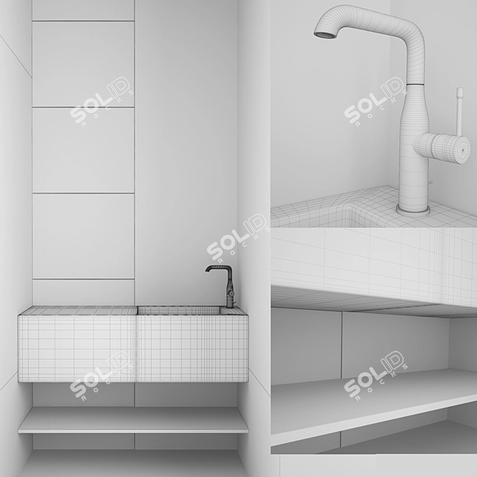 Sleek Bathroom Storage Solution 3D model image 3