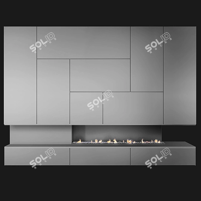 Outdoor Fireplace and Firewood Set 3D model image 2