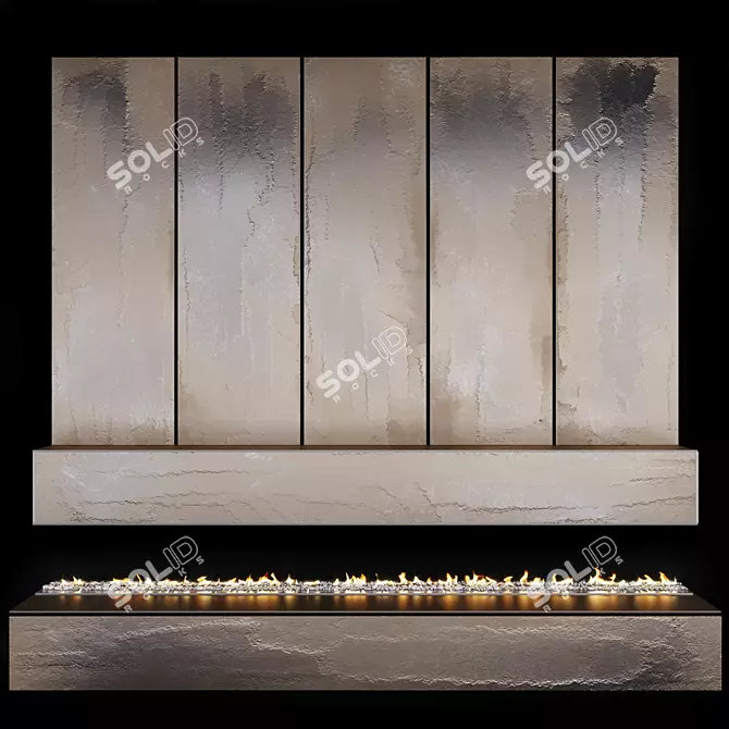 Modern Fireplace and Firewood Set 3D model image 1