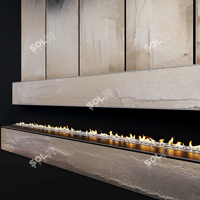 Modern Fireplace and Firewood Set 3D model image 2