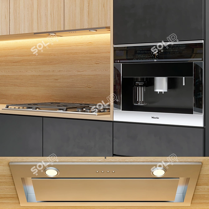 Versatile Kitchen Setup: Coffee Maker, Oven, Gas Range, Sink & Hood 3D model image 2