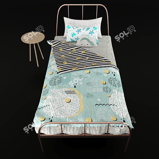 Elegant Alana Bed: Unwrapped Geometry 3D model image 1