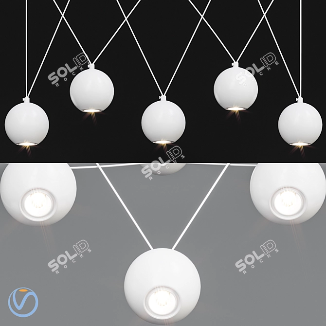 Sleek White Pendant Light 3D model image 1