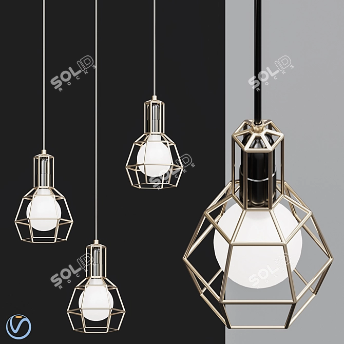 Sleek Metal Pendant Work Lamp 3D model image 1