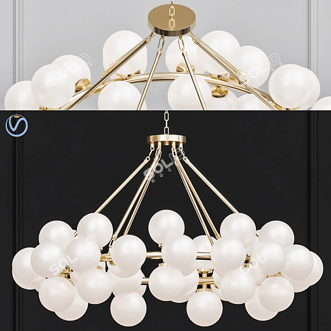 Luxurious Satin Gold Chandelier 3D model image 1