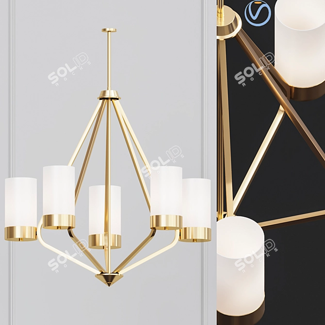 Elegant Etched Glass Chandelier 3D model image 1