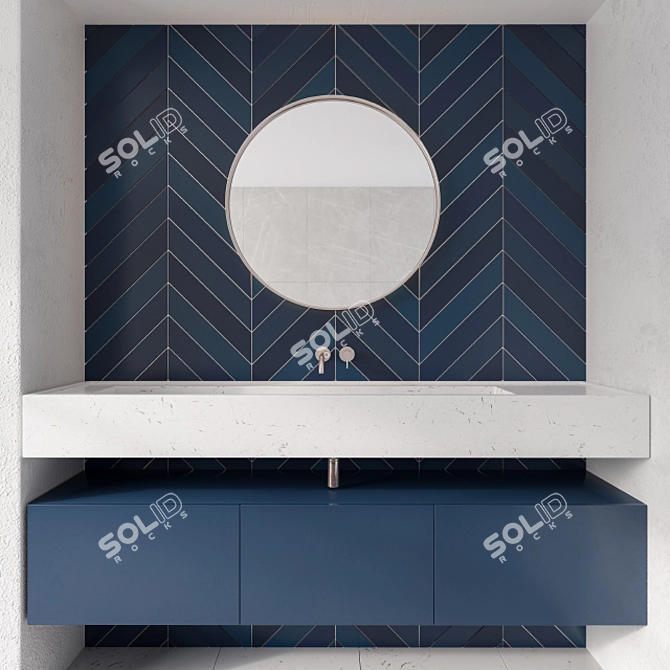 Blue Tile Bathroom Furniture 3D model image 1
