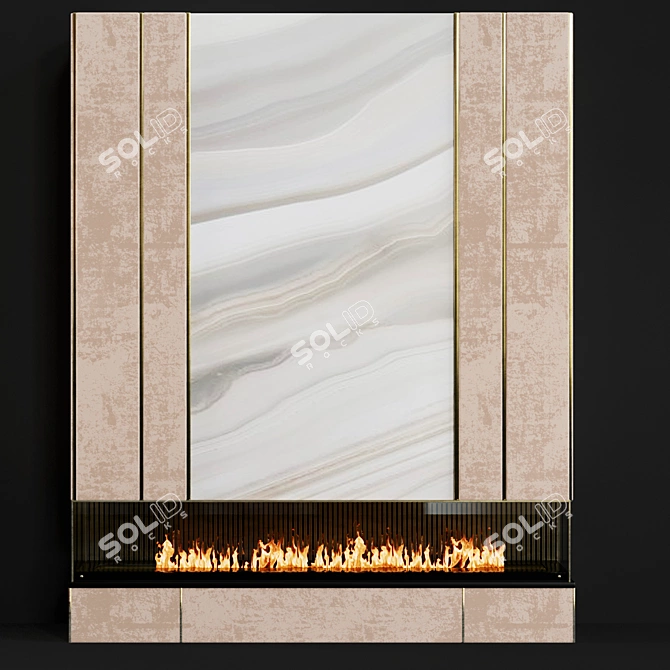 Modern Fireplace with Fabric Panels 3D model image 1