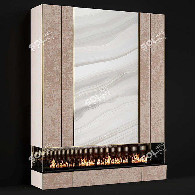 Modern Fireplace with Fabric Panels 3D model image 2