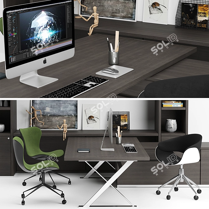 Elegant B&B Italia Office Set 3D model image 2