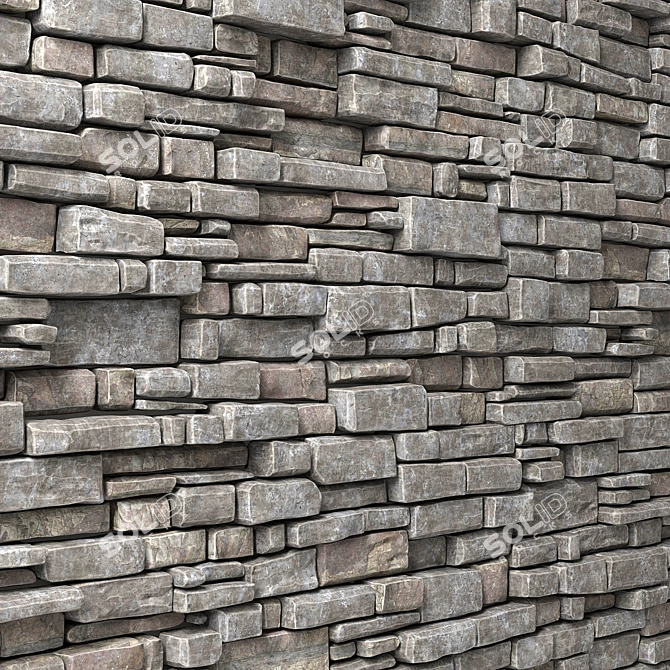 Brickstone Wall - High Quality Stone Brick Tiles 3D model image 1