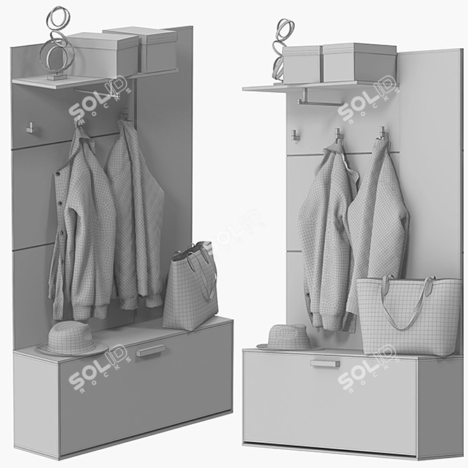 Gratton Hallway Unit: Stylish Storage Solution for Your Entryway 3D model image 3