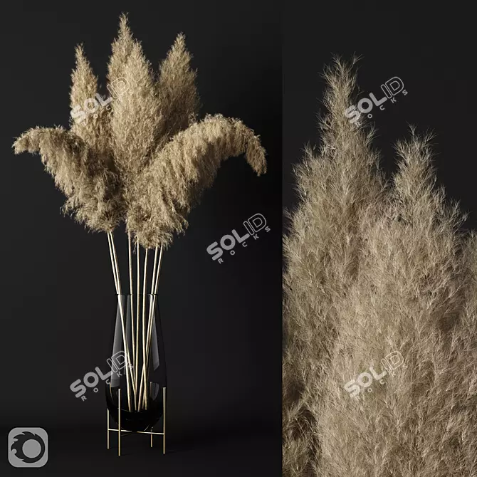 Elegant Pampas Arrangement in Glass 3D model image 1