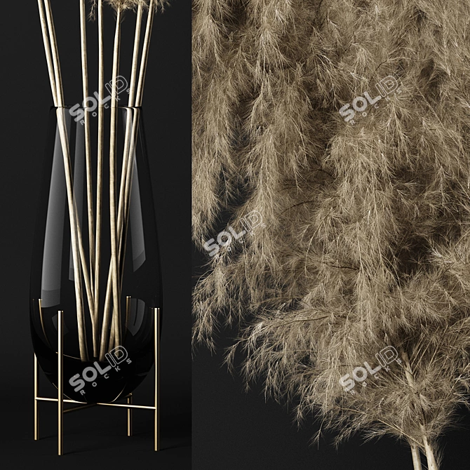 Elegant Pampas Arrangement in Glass 3D model image 2