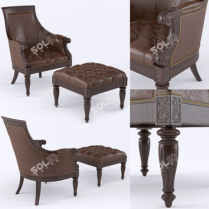 Classic Comfort: Thomasville Hemingway Anson Chair 3D model image 1