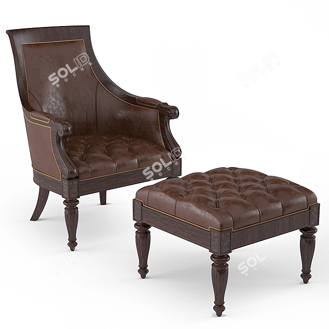 Classic Comfort: Thomasville Hemingway Anson Chair 3D model image 4