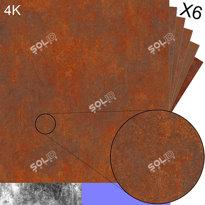 Corten Steel Textures - 6-Pack 4K 3D model image 11