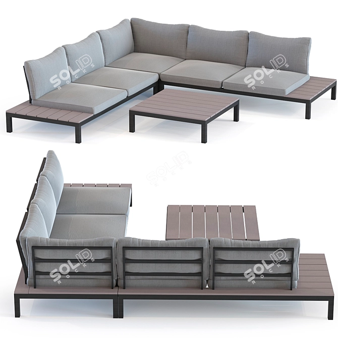 Outdoor Corner Sofa Set 3D model image 1